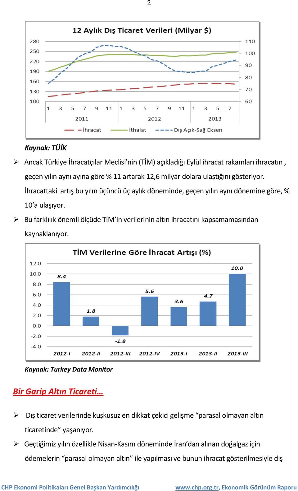 Bu farklılık önemli ölçüde TİM in verilerinin altın ihracatını kapsamamasından kaynaklanıyor.