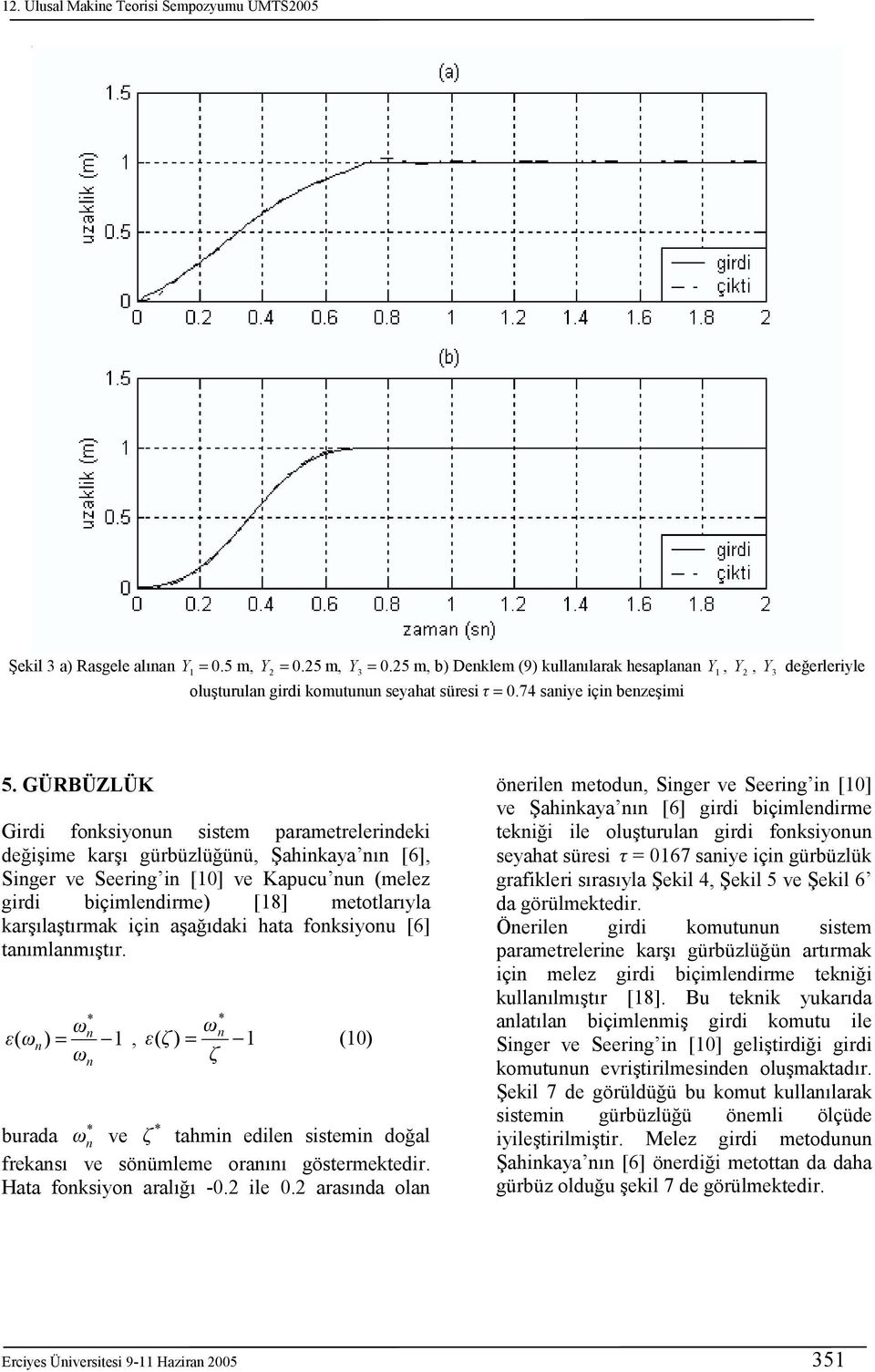 GÜRBÜZLÜK Girdi foksiyou sistem parametrelerideki değişime karşı gürbüzlüğüü, Şahikaya ı [6], Siger ve Seerig i [10] ve Kapucu u (melez girdi biçimledirme) [18] metotlarıyla karşılaştırmak içi