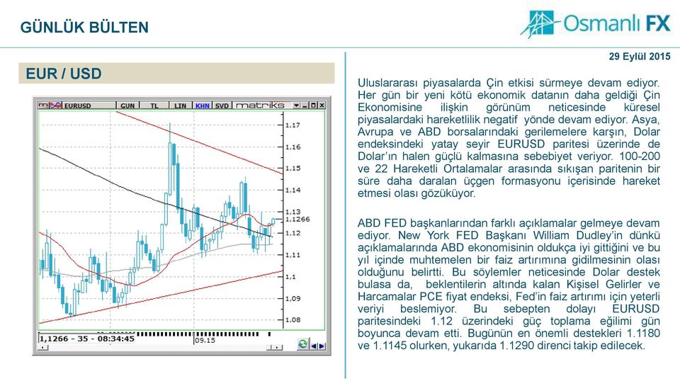 Asya, Avrupa ve ABD borsalarındaki gerilemelere karşın, Dolar endeksindeki yatay seyir EURUSD paritesi üzerinde de Dolar ın halen güçlü kalmasına sebebiyet veriyor.