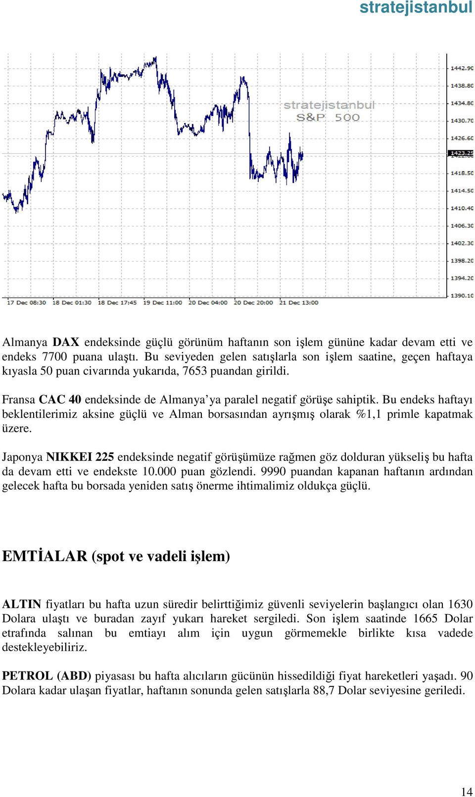 Bu endeks haftayı beklentilerimiz aksine güçlü ve Alman borsasından ayrışmış olarak %1,1 primle kapatmak üzere.