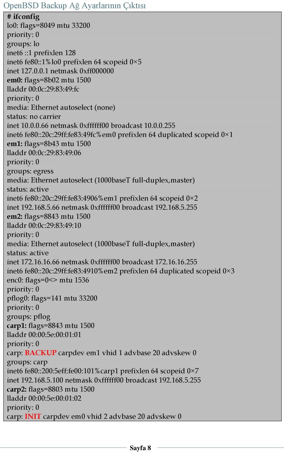 autoselect (1000baseT full-duplex,master) status: active inet6 fe80::20c:29ff:fe83:4906%em1 prefixlen 64 scopeid 0 2 inet 192.168.5.