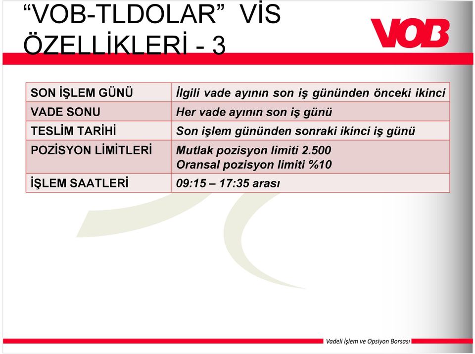 günü Son işlem gününden sonraki ikinci iş günü POZİSYON LİMİTLERİ Mutlak