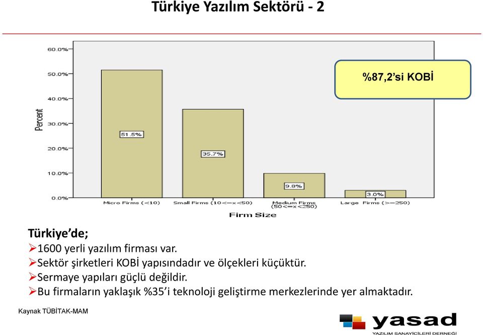 Sektör şirketleri KOBİ yapısındadır ve ölçekleri küçüktür.