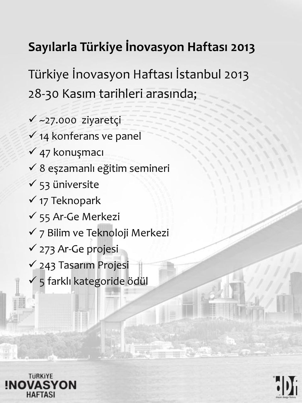 000 ziyaretçi 14 konferans ve panel 47 konuşmacı 8 eşzamanlı eğitim semineri 53