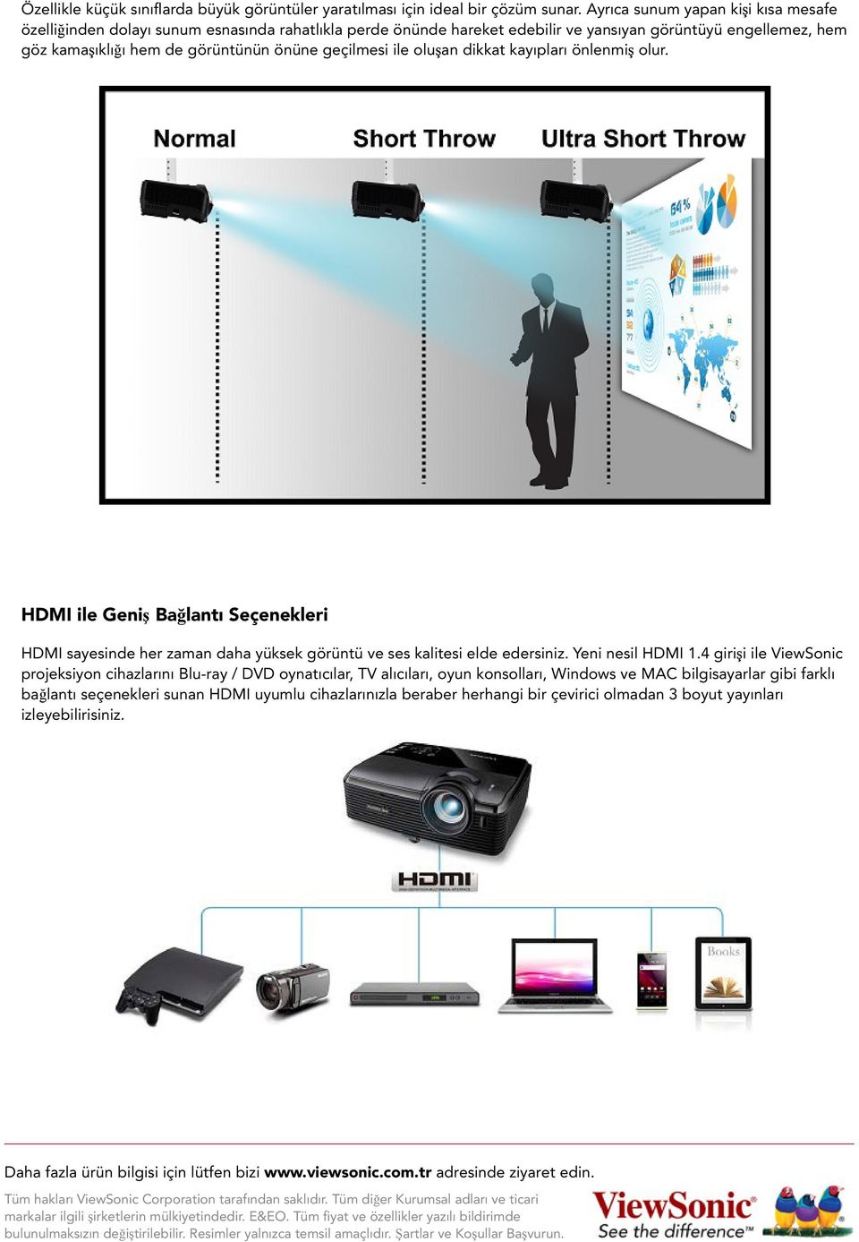 görüntünün önüne geçilmesi ile oluşan dikkat kayıpları önlenmiş olur. HDMI ile Geniş Bağlantı Seçenekleri HDMI sayesinde her zaman daha yüksek görüntü ve ses kalitesi elde edersiniz.