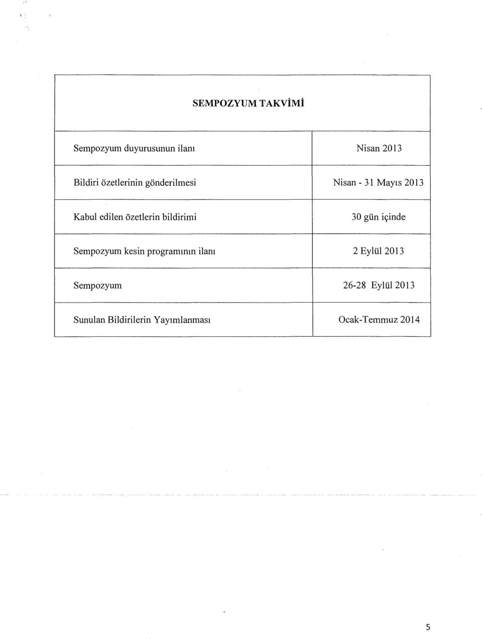 bildirimi 30 gtin is:inde Sempozyum kesin programmm ilam 2 Eyltil 2013