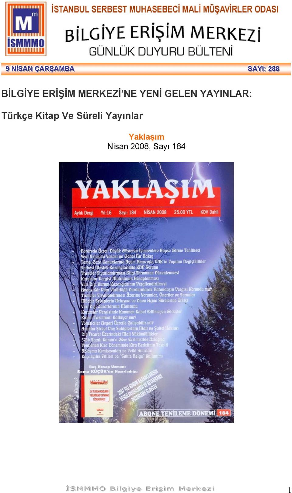 Kitap Ve Süreli Yayınlar Yaklaşım Nisan 2008, Sayı 184 İİ