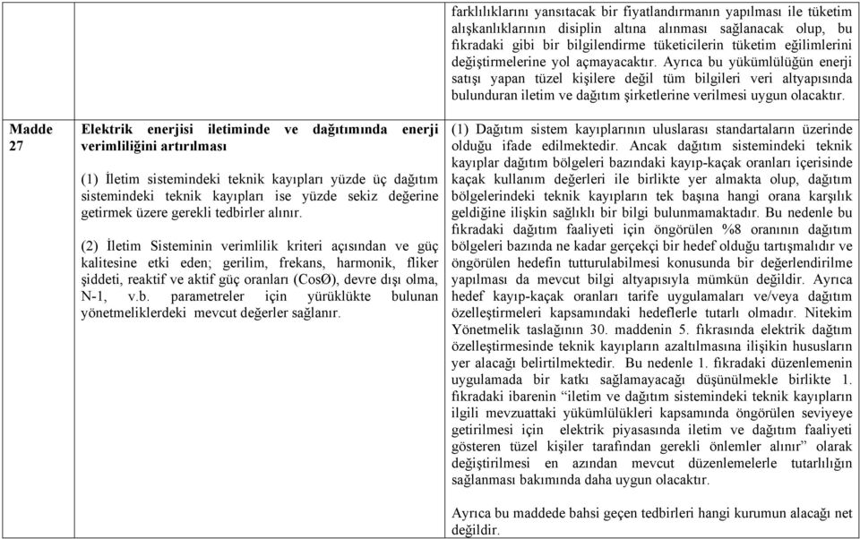 (2) İletim Sisteminin verimlilik kriteri açısından ve güç kalitesine etki eden; gerilim, frekans, harmonik, fliker şiddeti, reaktif ve aktif güç oranları (CosØ), devre dışı olma, N-1, v.b.