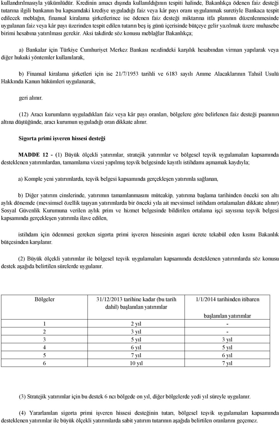 tespit edilecek meblağın, finansal kiralama şirketlerince ise ödenen faiz desteği miktarına itfa planının düzenlenmesinde uygulanan faiz veya kâr payı üzerinden tespit edilen tutarın beş iş günü