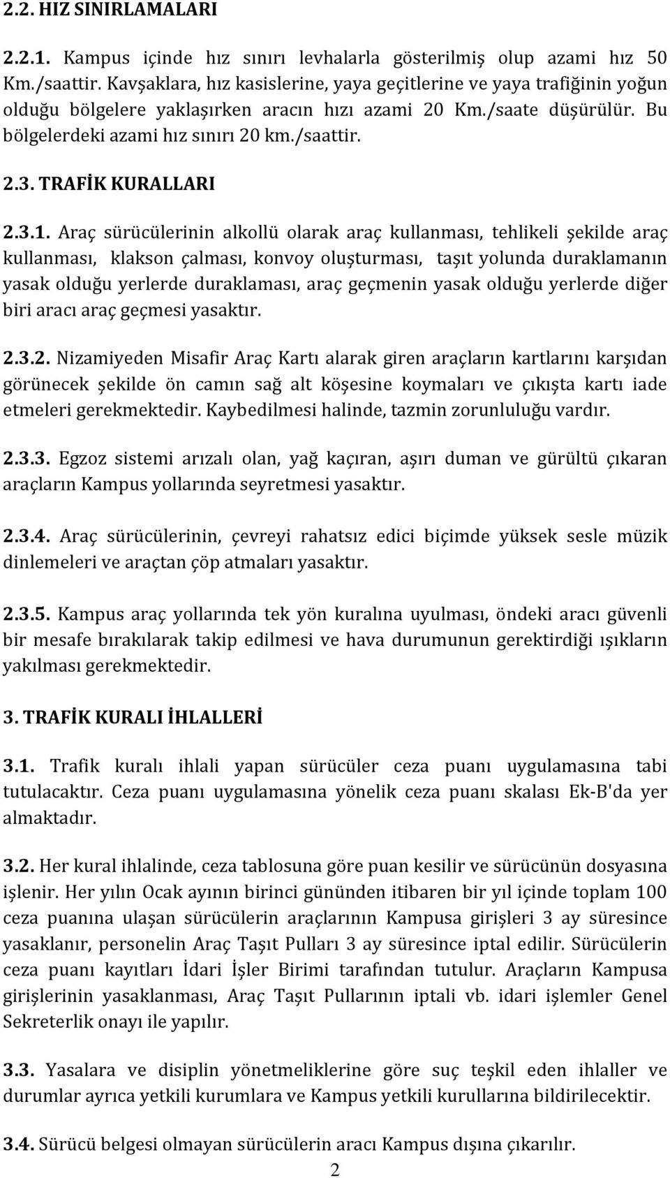 TRAFİK KURALLARI 2.3.1.