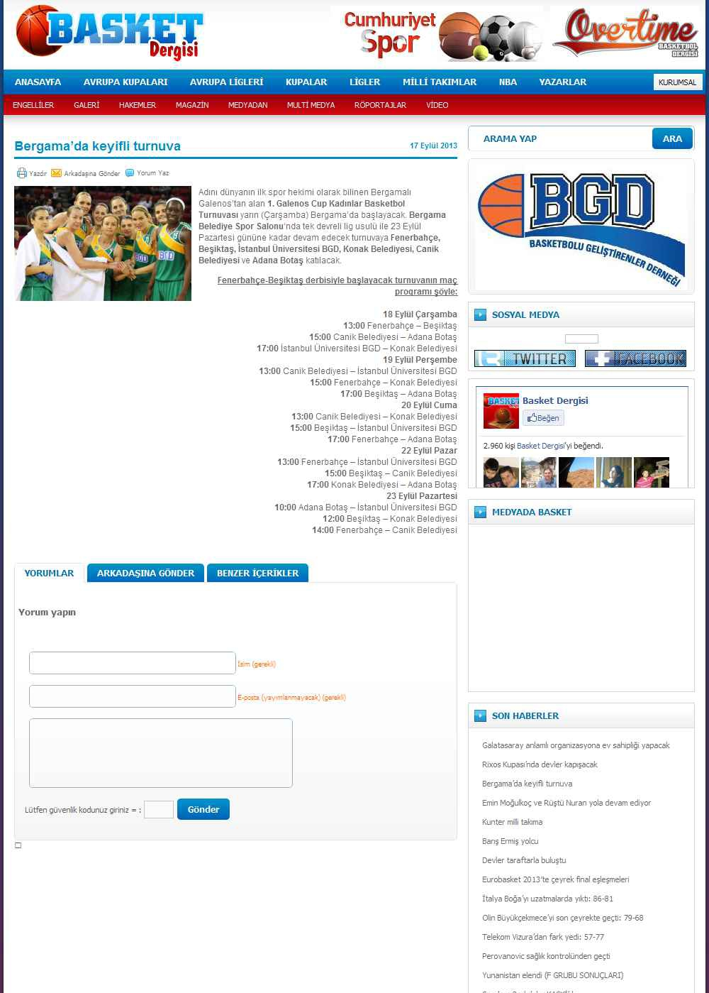 Portal Adres BERGAMA'DA KEYIFLI TURNUVA : www.basketdergisi.