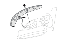 Farlar ve Sinyaller Arka lambalar Tümleşik yan sinyallerin değiştirilmesi F Dış dikiz aynasının aynası ve tabanı arasına düz bir tornavida sokunuz.