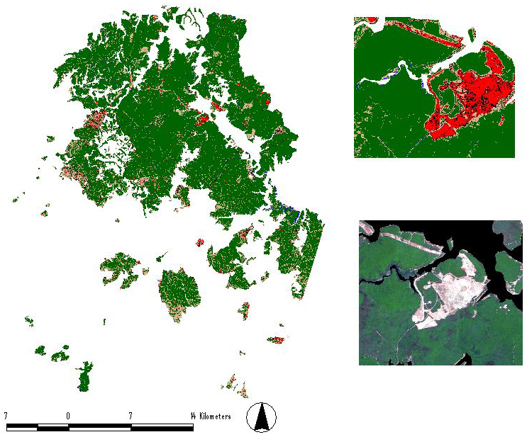 Orman katmanı görüntüsünün sınıflandırma sonuçları -2002 Orman (H) Boş Alan (H) Yerleşim (H) 35674.