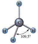 C 4 molekülünde merkez atom olan C un etraf ndaki 4 elektron çifti, aralar ndaki itme en az olacak flekilde uzayda yönlenirler.