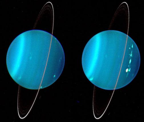Uranüs e Ziyaretler; Yalnızca Voyager 2, Keck teleskobundan Uranüs Jüpiter ve Satürn den küçük Dünyadan oldukça büyük, 19AB, 14 M,4 R Güneş e uzaklığı 2.