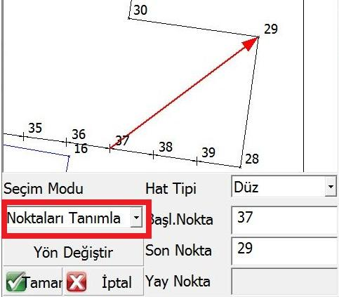 2. Hat Aplikasyonu (Çizgi/Doğru Aplikasyonu) FieldGenius projelerinde CAD dosyalarından gelen yada manuel olarak elle oluşturulmuş çizgi objelerinin aplikasyonu yapılabilir.