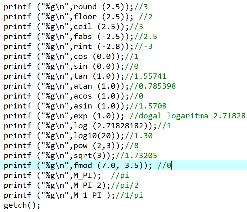 Matematiksel Fonksiyonlar