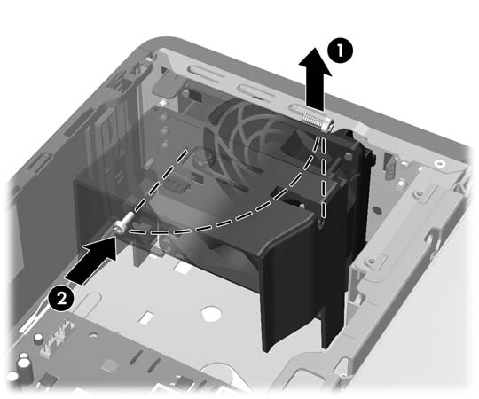 Ön Çerçeve Güvenliği Ön çerçeve, HP tarafından sağlanan bir tespit vidasıyla yerine kilitlenebilir. Tespit vidası kasanın içindeki fan kanalında bulunur.