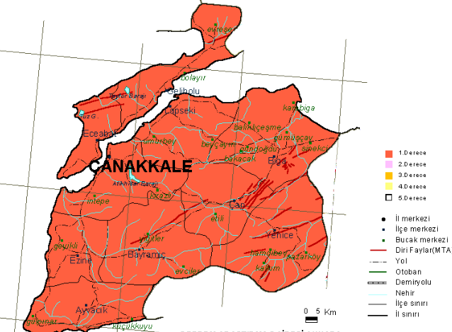 Deprem Bölgesinin Aletsel Dönem Deprem Etkinliği (1900 yılı sonrası M 5.5) Depremin merkez üstü Gülpınar- Ayvacık-Çanakkale I. Derece Deprem Bölgesi içerisinde yer almaktadır. 09.02.