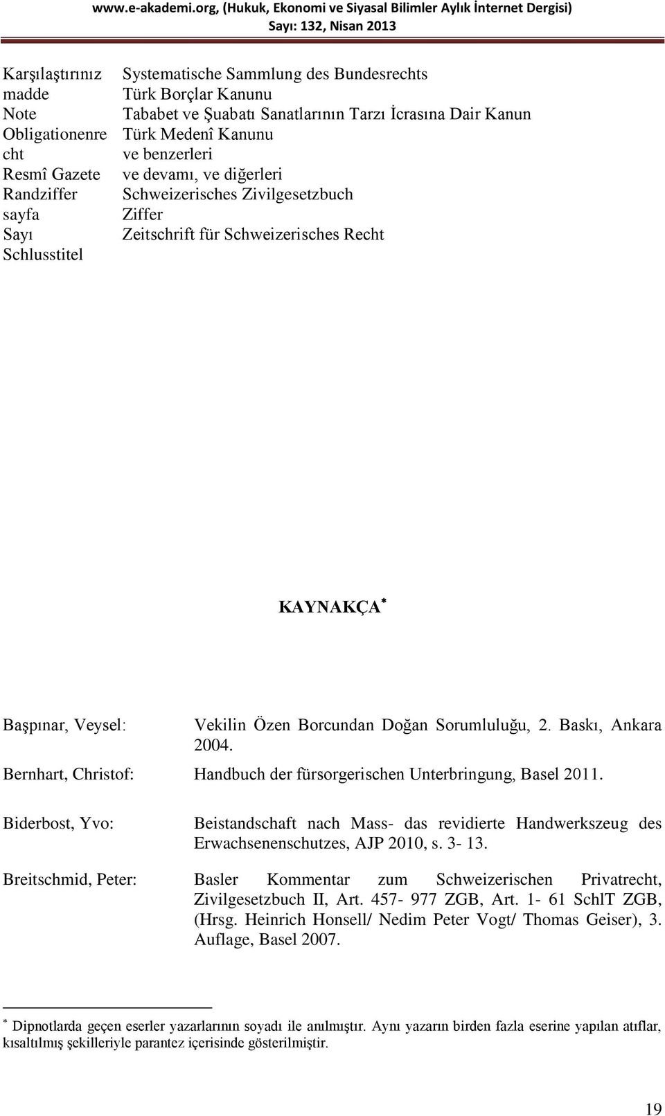 Borcundan Doğan Sorumluluğu, 2. Baskı, Ankara 2004. Bernhart, Christof: Handbuch der fürsorgerischen Unterbringung, Basel 2011.