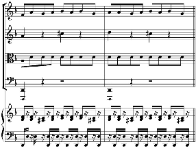 76 Şekil 36. Klavsen konçertosu BWV 1052, 1. bölüm, 148. ve 149.