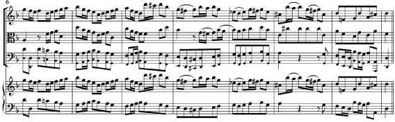 78 Şekil 39. Klavsen konçertosu BWV 1052, 3. bölüm, ritornello Aradaki altı episode genellikle ana konudan türemiş ve üçüncü seferinde bir yan konu daha sergiler.