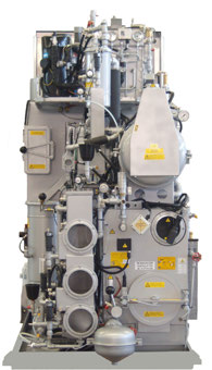 Multisolvent Dar Dizayn Kuru Temizleme Makinaları Standart Özellikler Intense, Hidrokarbon ve Silikon ile çalışır Mikroproses kontrol Solvent için zemin güvenlik tankı 2 adet solvent tankı Geniş