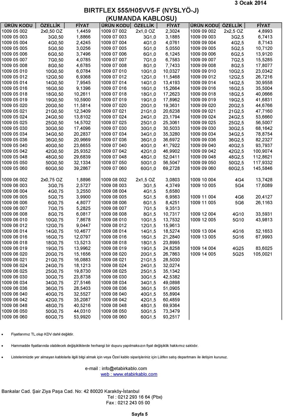 3,7496 1009 07 006 6G1,0 6,1245 1009 09 006 6G2,5 13,9120 1009 05 007 7G0,50 4,0785 1009 07 007 7G1,0 6,7583 1009 09 007 7G2,5 15,5285 1009 05 008 8G0,50 4,6785 1009 07 008 8G1,0 7,7433 1009 09 008