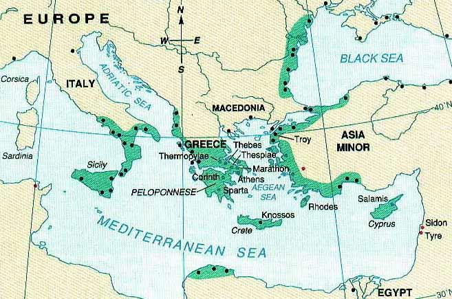 Yalnızca üç poliste nüfus 20.000 i aşıyordu: Atina; Syracuse (Sicilya) ve Acragas (Sicilya).
