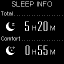 Sleep Info (Uyku Bilgisi) Bu ekran toplam uyku sürenizi ve rahat uyku sürenizi gösterir. ASUS VivoWatch aygıtınız toplam uyku sürenizi ve rahat uyku sürenizi otomatik olarak saklar.