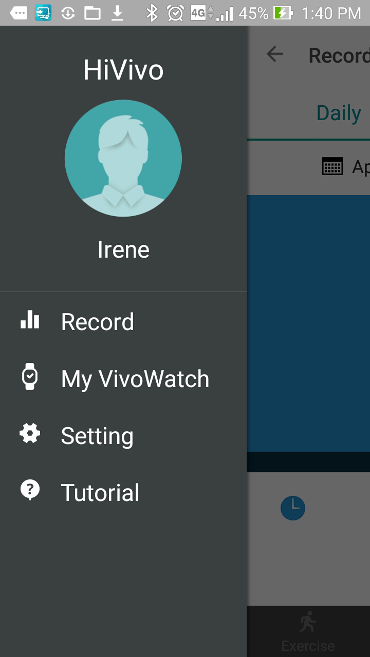 HiVivo uygulama çekmecesi Uygulama çekmecesi farklı ekranlara ve aygıt ayarlarına erişmenize olanak tanır. Geçerli kullanıcı profilini de görüntüleyebilir ve profilleri düzenleyebilirsiniz.