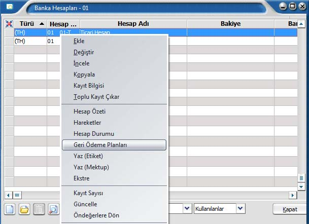Banka Kredi Geri Ödeme Planları Bankadan alınan kredilerin geri ödeme tarih ve tutarları geri ödeme planı tanımlanarak belirlenir.