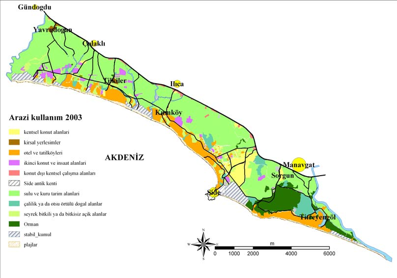 Kıyısal Arazi Kullanım Değişimlerinin Belirlenmesinde Uzaktan Algılama ve CBS nin Kullanımı Side- Manavgat kıyıları örneği Şekil 3.