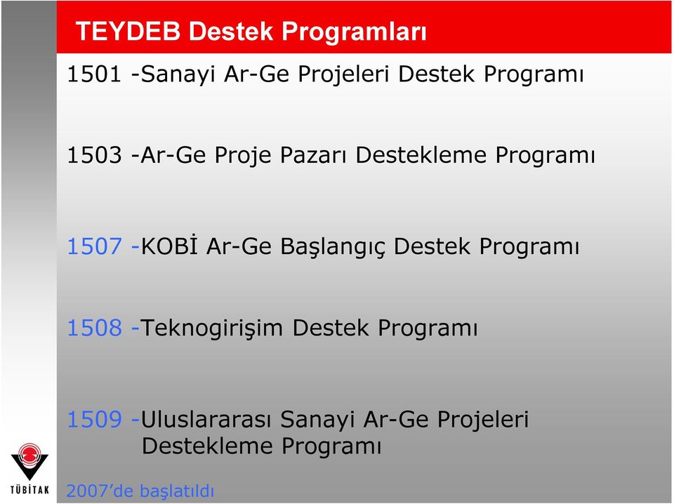Ar-Ge Başlangıç Destek Programı 1508 -Teknogirişim Destek Programı