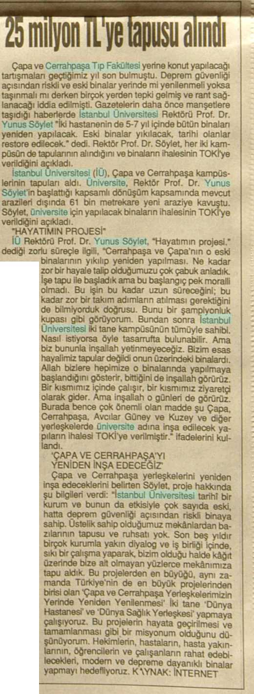25 MILYON TL'YE TAPUSU ALINDI Yayın Adı : Adana Toros Sayfa : 8