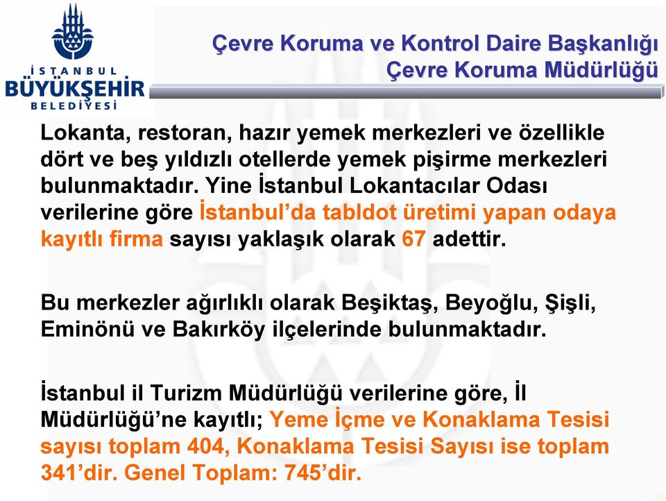 Bu merkezler ağırlıklı olarak Beşiktaş, Beyoğlu, Şişli, Eminönü ve Bakırköy ilçelerinde bulunmaktadır.