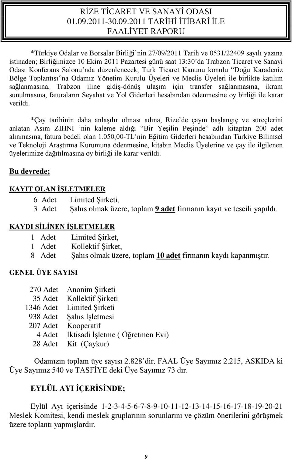 için transfer sağlanmasına, ikram sunulmasına, faturaların Seyahat ve Yol Giderleri hesabından ödenmesine oy birliği ile karar verildi.