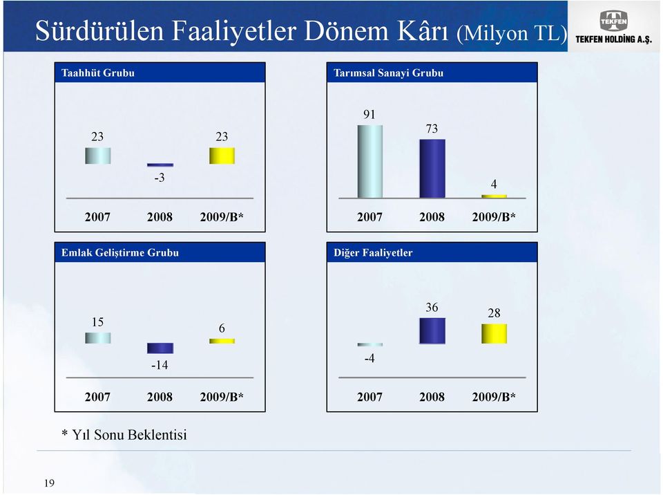 2008 2009/B* 4 Emlak Geliştirme Grubu Diğer Faaliyetler 15 6