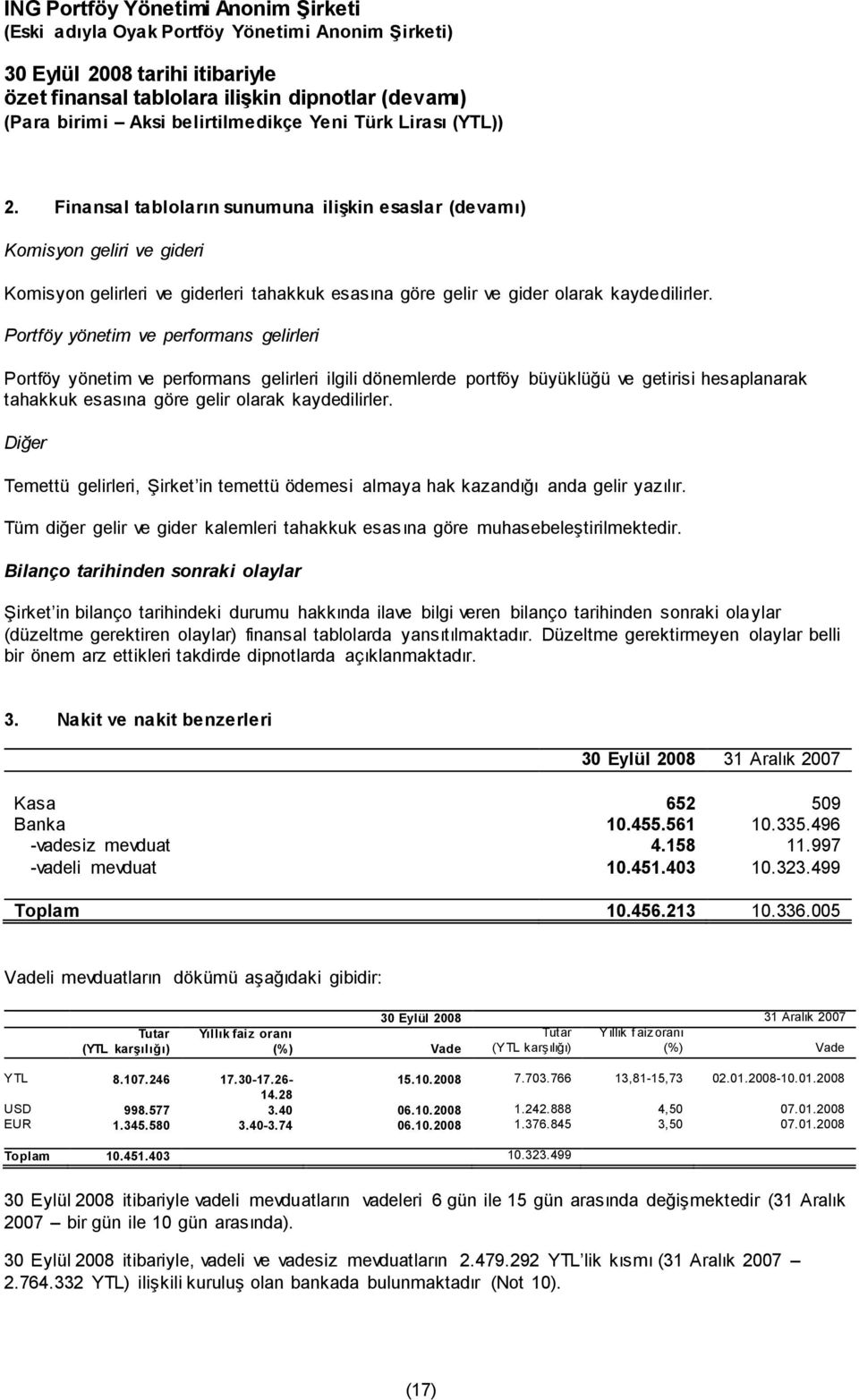 Diğer Temettü gelirleri, Şirket in temettü ödemesi almaya hak kazandığı anda gelir yazılır. Tüm diğer gelir ve gider kalemleri tahakkuk esasına göre muhasebeleştirilmektedir.