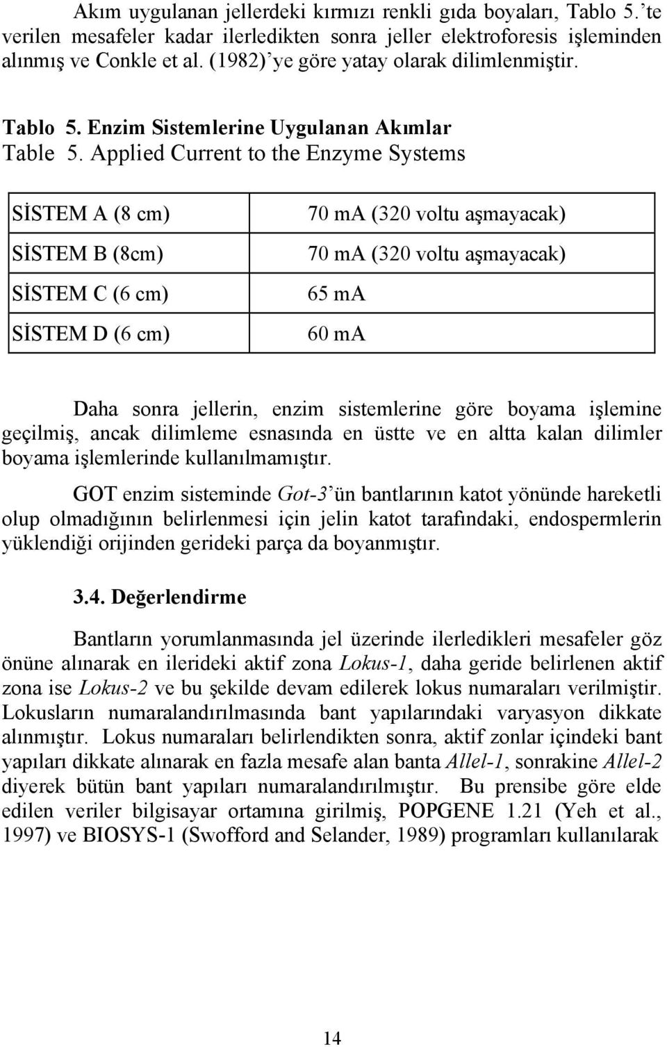 Applied Current to the Enzyme Systems SİSTEM A (8 cm) SİSTEM B (8cm) SİSTEM C (6 cm) SİSTEM D (6 cm) 70 ma (320 voltu aşmayacak) 70 ma (320 voltu aşmayacak) 65 ma 60 ma Daha sonra jellerin, enzim