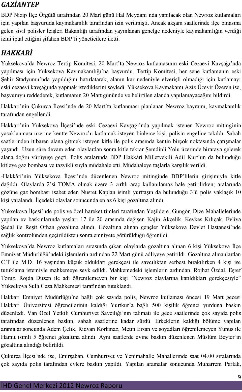 HAKKARİ Yüksekova da Newroz Tertip Komitesi, 20 Mart ta Newroz kutlamasının eski Cezaevi Kavşağı nda yapılması için Yüksekova Kaymakamlığı na başvurdu.