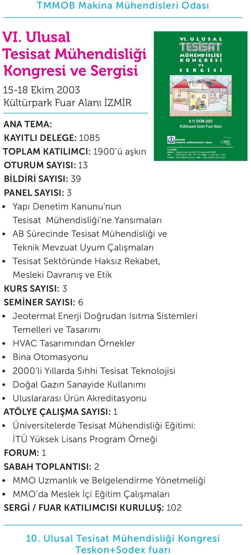 Temelleri ve Tasarımı HVAC Tasarımından Örnekler Bina Otomasyonu 2000 li Yıllarda Sıhhi Tesisat Teknolojisi Doğal Gazın Sanayide Kullanımı Uluslararası Ürün Akreditasyonu ATÖLYE ÇALIŞMA SAYISI: 1