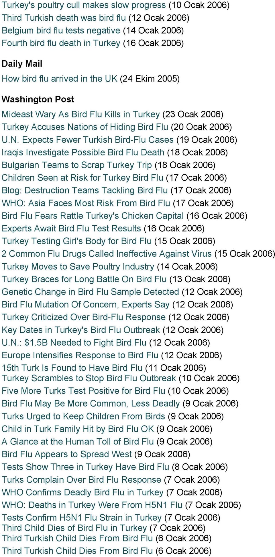 tions of Hiding Bird Flu (20 Ocak 2006) U.N.