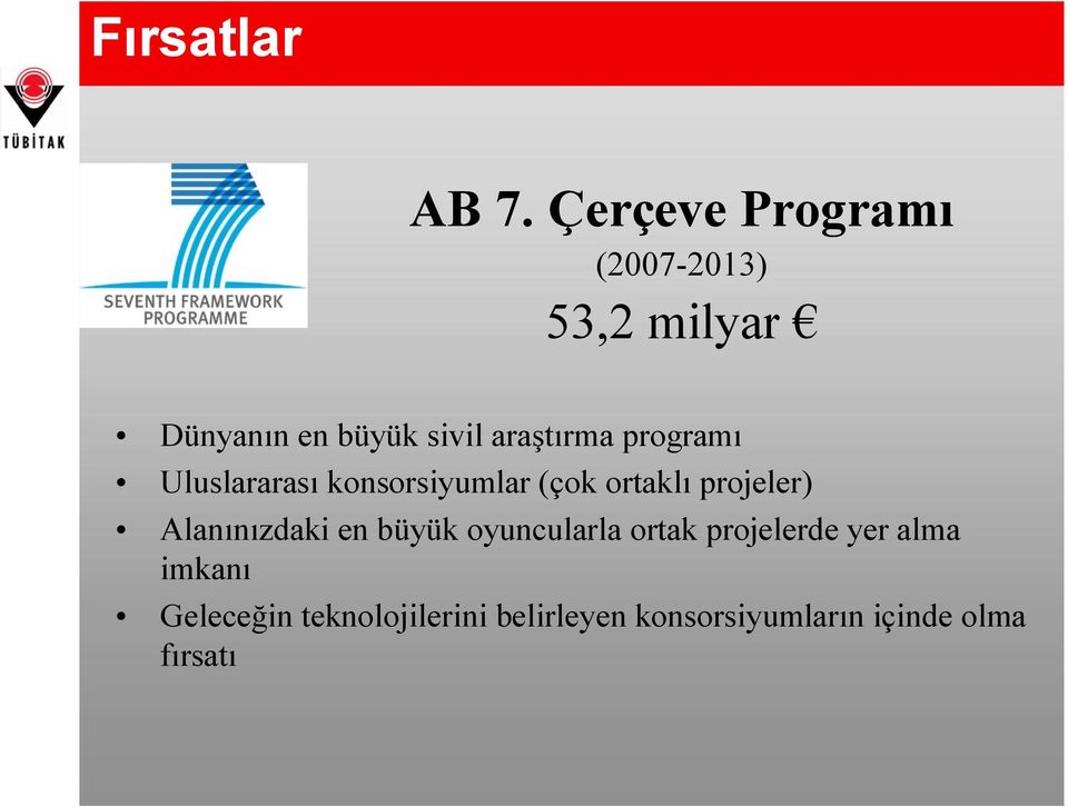 araştırma programı Uluslararası konsorsiyumlar (çok ortaklı projeler)