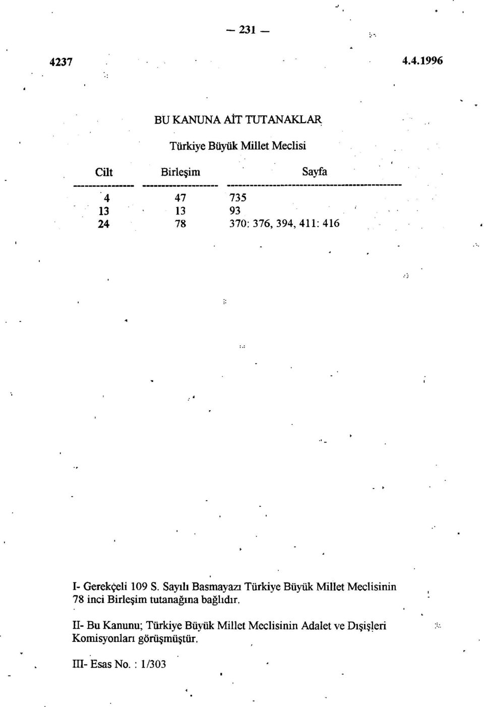 47 '735 13 13 93 24 78 370:376,394,411:416 I- Gerekçeli 109 S.