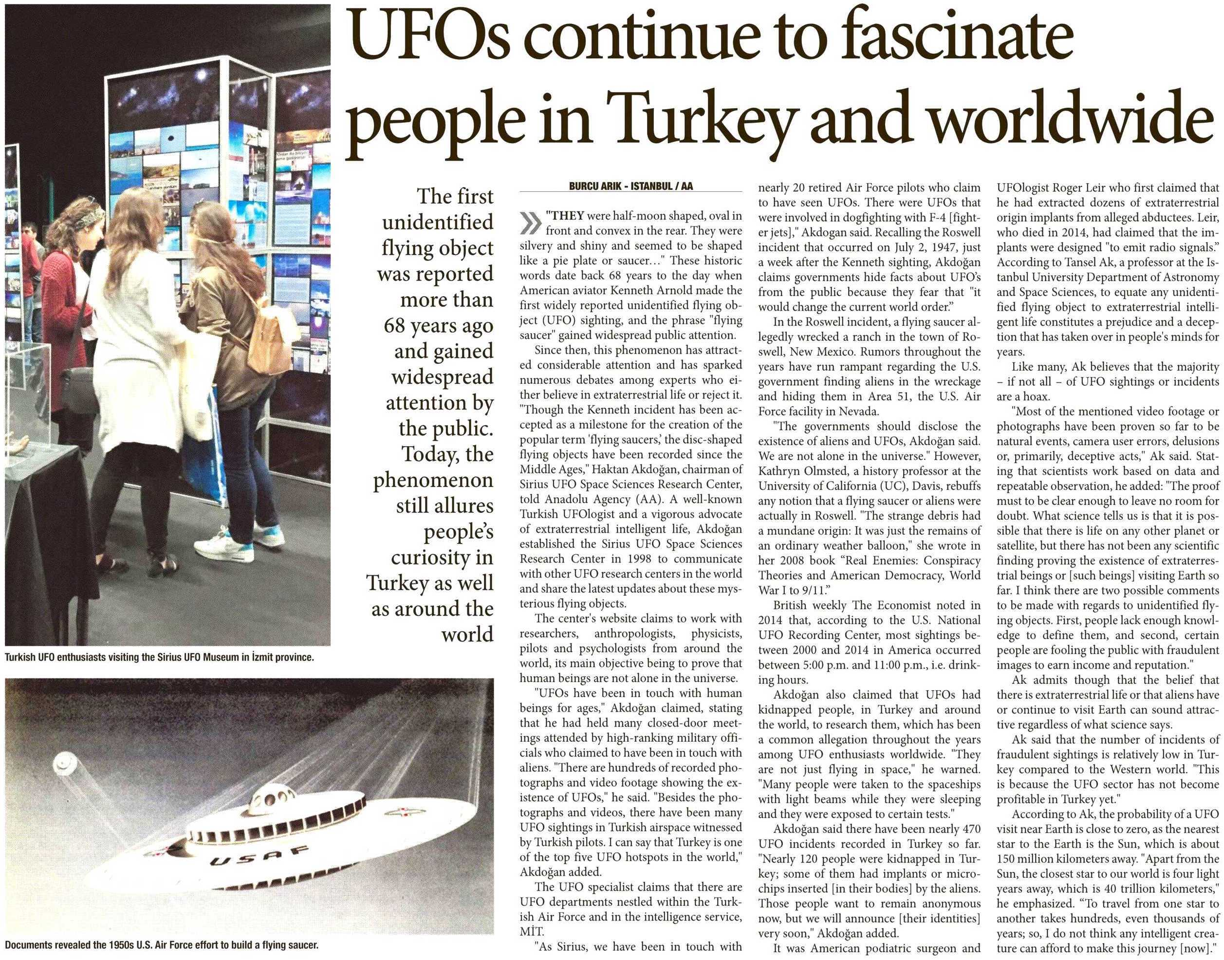 UFOS CONTINUE TO FASCINATE PEOPLE IN TURKEY AND WORLDWIDE Yayın