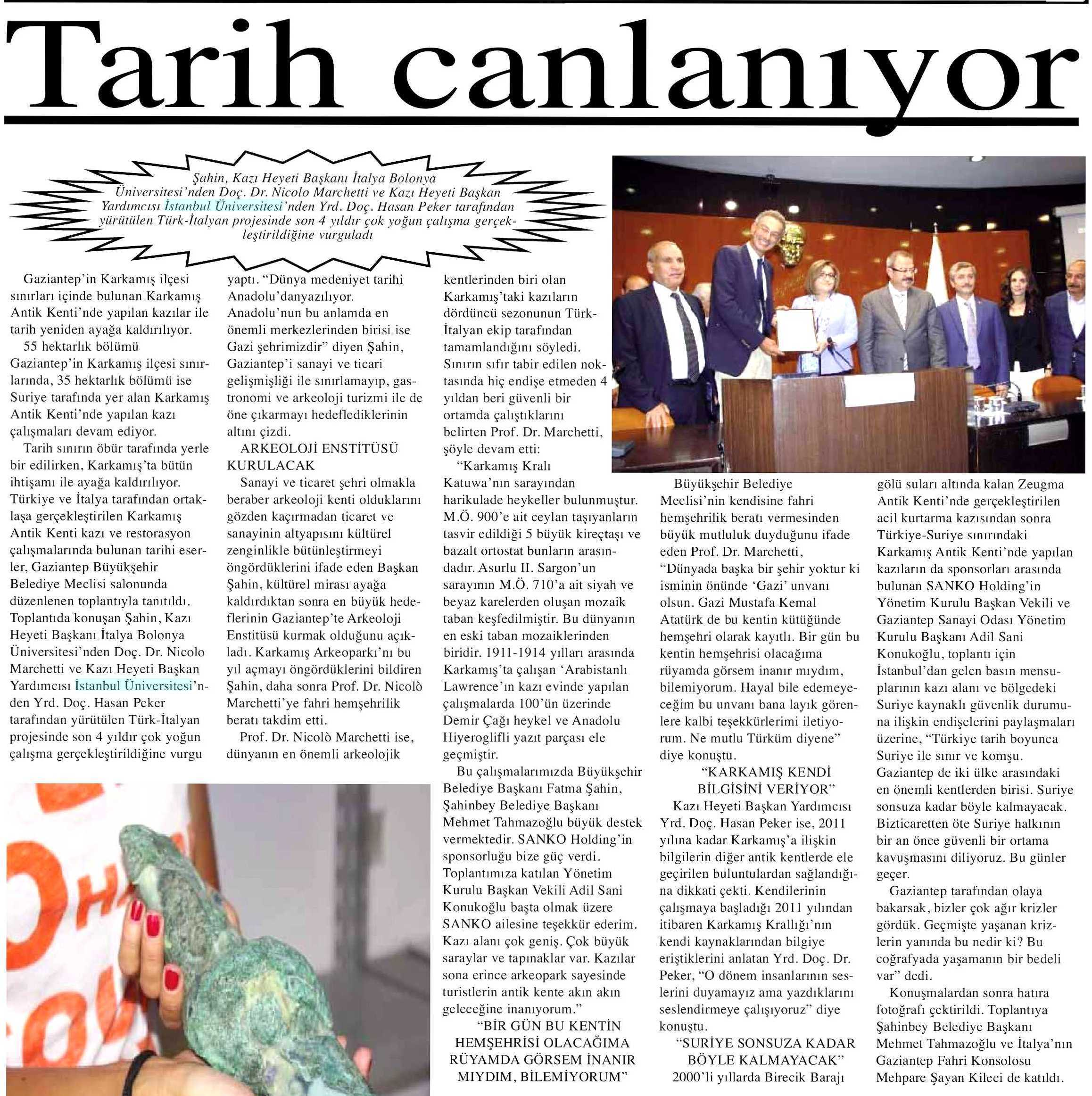 TARIH CANLANIYOR Yayın Adı : Gaziantep Gap Periyod