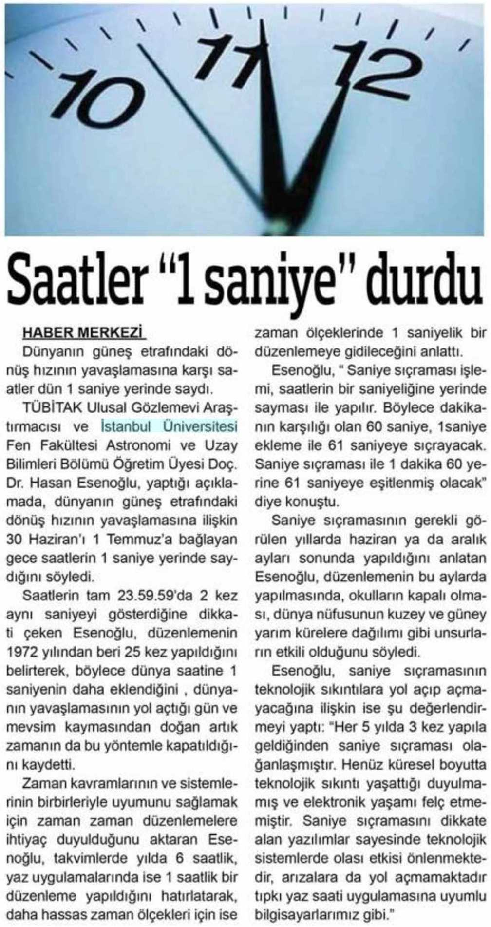 SAATLER 1 SANIYE DURDU Yayın Adı : Sivas Memleket