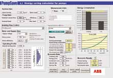 ABB pompa, fan, kompresör tasarruf hesaplama yazılımları Detaylı yatırım geri dönüşüm süresi hesabı ABB nin pompa, fan ve kompresör uygulamalarına yönelik olarak geliştirdiği pumpsave, fansave ve