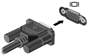 Monitör veya projektör bağlamak için: 1. Monitörün veya projektörün VGA kablosunu bilgisayardaki VGA bağlantı noktasına aşağıda gösterilen şekilde takın. 2.